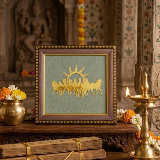 7 Horses on Raw Pyrite Frame